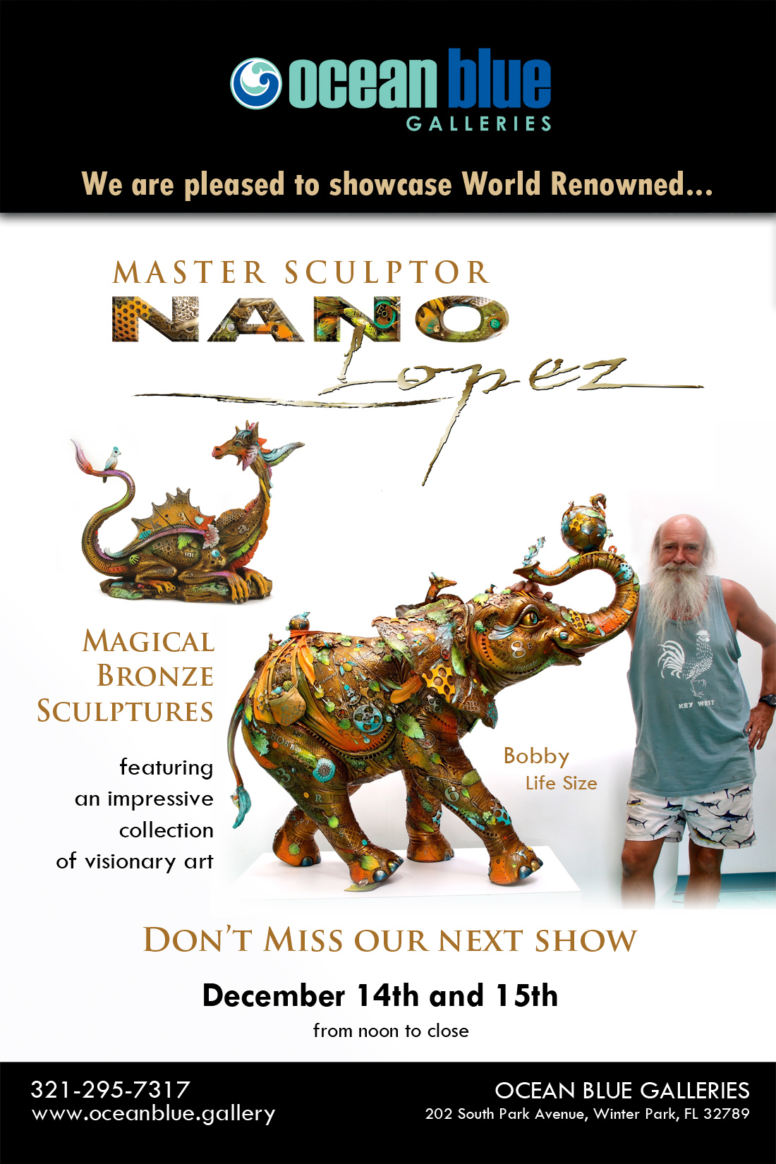 nano-lopez-Winter Park-Dec 14-15-2019 Nano Lopez Art Show at Ocean Blue Galleries Winte Park