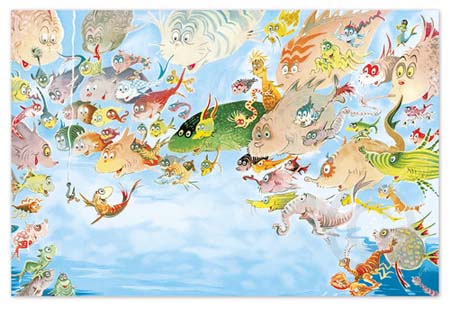 A PLETHORA OF FISH Dr. Seuss Illustration Ocean Blue Galleries