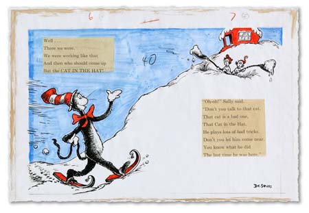 AND THEN WHO SHOULD COME UP BUT THE CAT IN THE HAT Dr. Seuss Illustration Ocean Blue Galleries