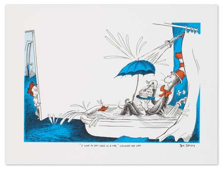 I LIKE TO EAT CAKE IN A TUB Dr. Seuss Illustration Ocean Blue Galleries