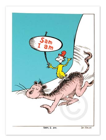 SAM I AM - DIPTYCH AND SINGLE Dr. Seuss Illustration Ocean Blue Galleries