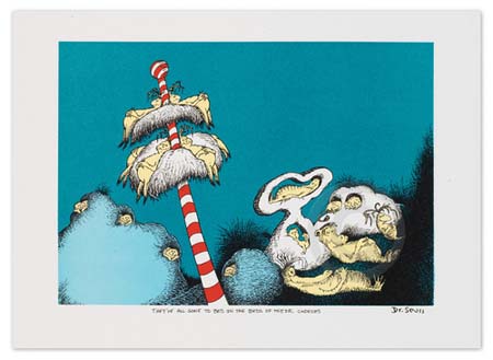 THEY'VE ALL GONE TO BED IN THE BEDS OF THEIR CHOICES Dr. Seuss Illustration Ocean Blue Galleries