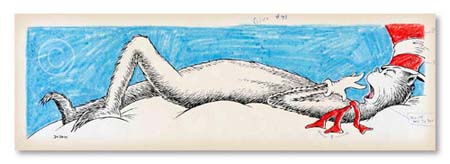 YAWNING CAT Dr. Seuss Illustration Ocean Blue Galleries