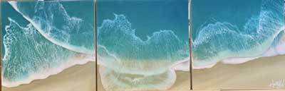 Triptych Emerald Beauty by Holly Weber - Ocean Blue Galleries Key West