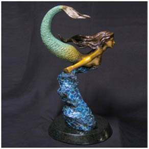 Mermaid Below by Wyland – medium size bronze sculpture Mermaid Below by Wyland - medium size bronze sculpture