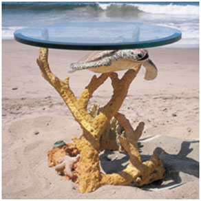 Turtle end table by Wyland - bronze sculpture