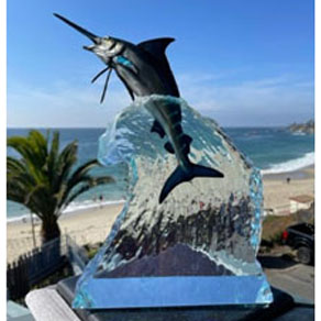 Blue Marlin Sea - Wyland lucite sculpture