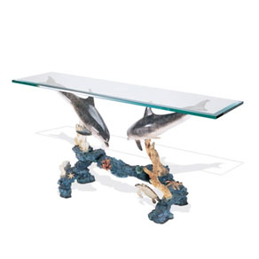 dolphin arch entry table by Wyland – bronze sculptures Dolphin arch entry table by Wyland - bronze sculptures