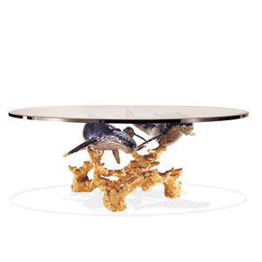 humpback reef family table by Wyland - bronze sculpture
