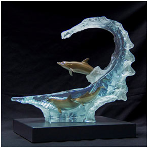 Ocean Wave - Wyland lucite sculpture