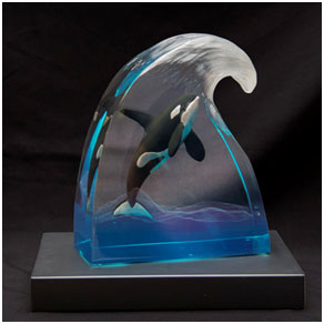 Orca Blues - Wyland lucite sculpture