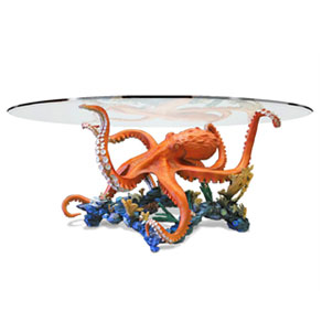 octopus reef dining room table by Wyland - bronze sculpture