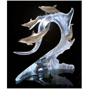 Playful Seas - Wyland lucite sculpture