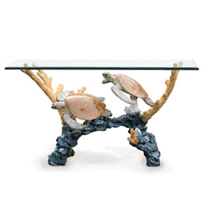 turtle arc entry table by Wyland - bronze sculpture
