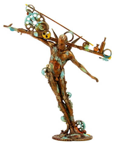 Small Man Balance (figurative) Nano Lopez sculpture at Ocean Blue Galleries